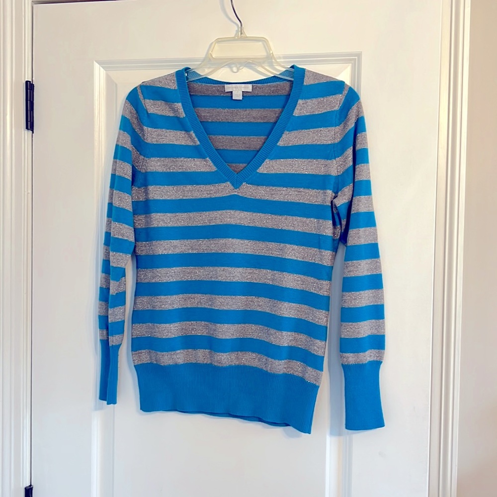New York & Company Blue and Silver Sweater